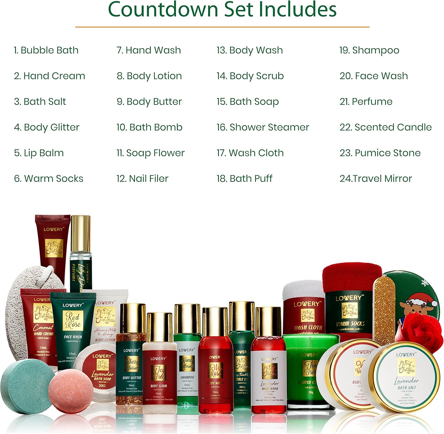 Advent Calendar 2025 Adult Women – 24Pc Beauty & Spa Christmas Advent Calendar for Teen Girls – Limited Edition Bath & Body Gift Set – Makeup & Skincare Countdown Calendar