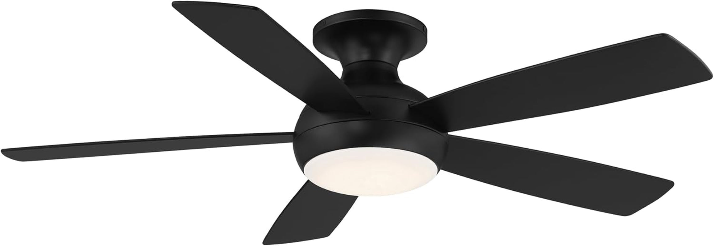 F-035L-MB Odyssey Indoor or Outdoor Flushmount Smart Compatible Ceiling Fan with Remote Control 52In Blade Span Matte Black 3000K Warm White LED