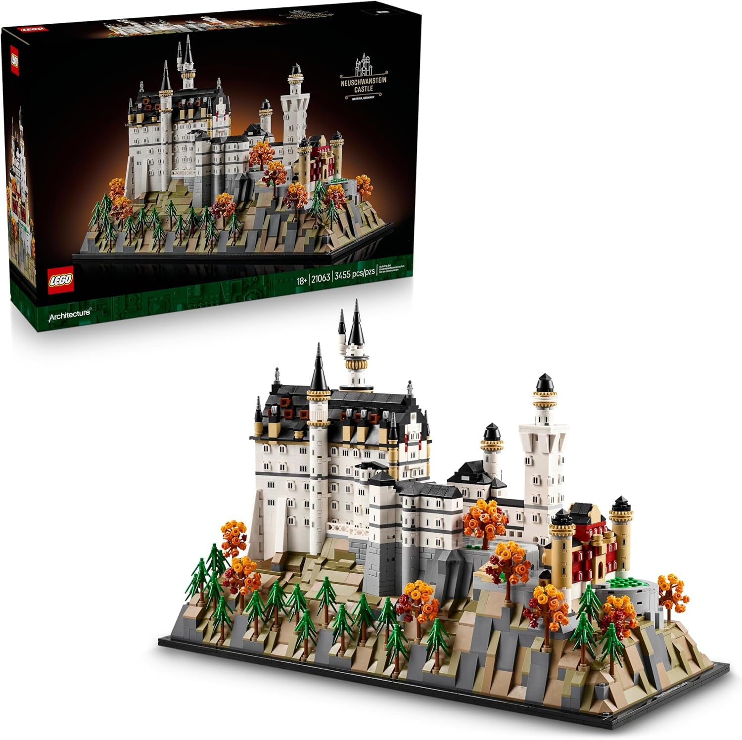 Architecture Neuschwanstein Castle Building Set - Collectible Bavarian Castle Model Kit for Arts & Crafts - Building Blocks for Adults, Ages 18+ - Gifts for Men and Women - 21063