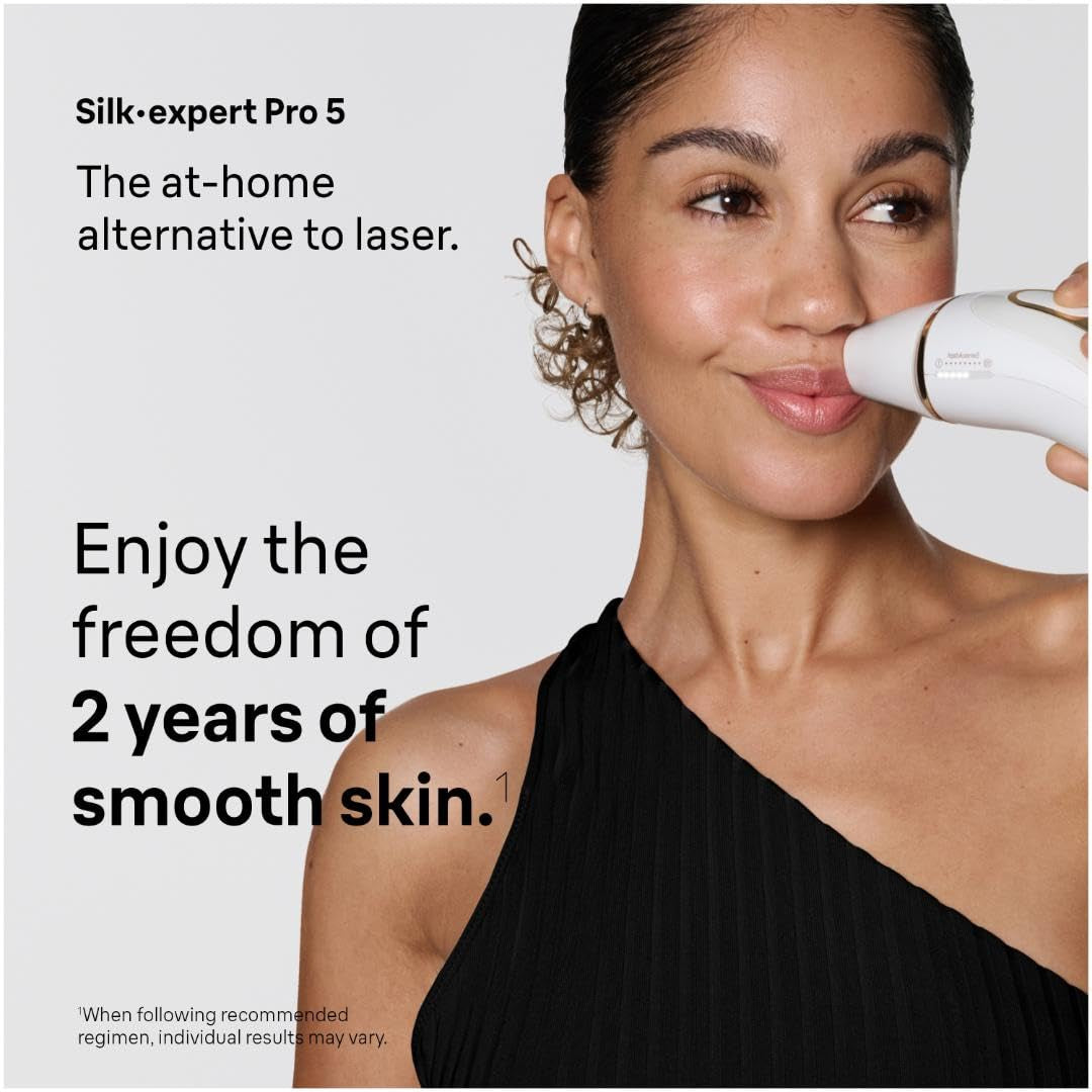 IPL at Home Laser Hair Removal for Women and Men, Silk Expert Pro 5 PL5137 with Venus Swirl Razor, Permanent Visible Hair Reduction in Hair Regrowth for Body & Face, Corded, PL5137