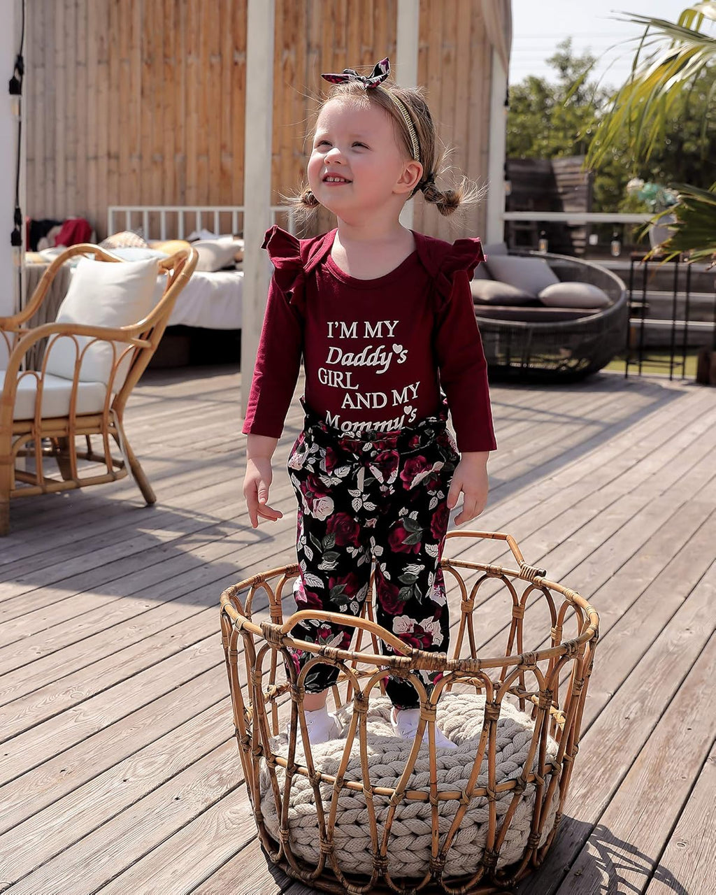 Baby Girl Clothes Toddler Girl Floral Ruffle Sleeve Shirt Pant Sets 3 Pieces Fall Winter Clothing for Girl Gifts 0-4T
