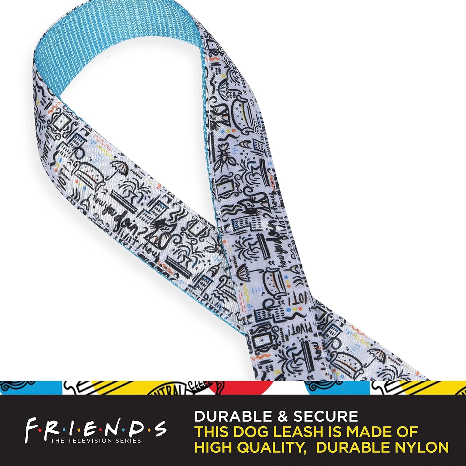 Friends TV Show City Doodle Dog Leash, 6 Ft (72 Inches) | Cute Blue Leash for Dogs & Harnesses