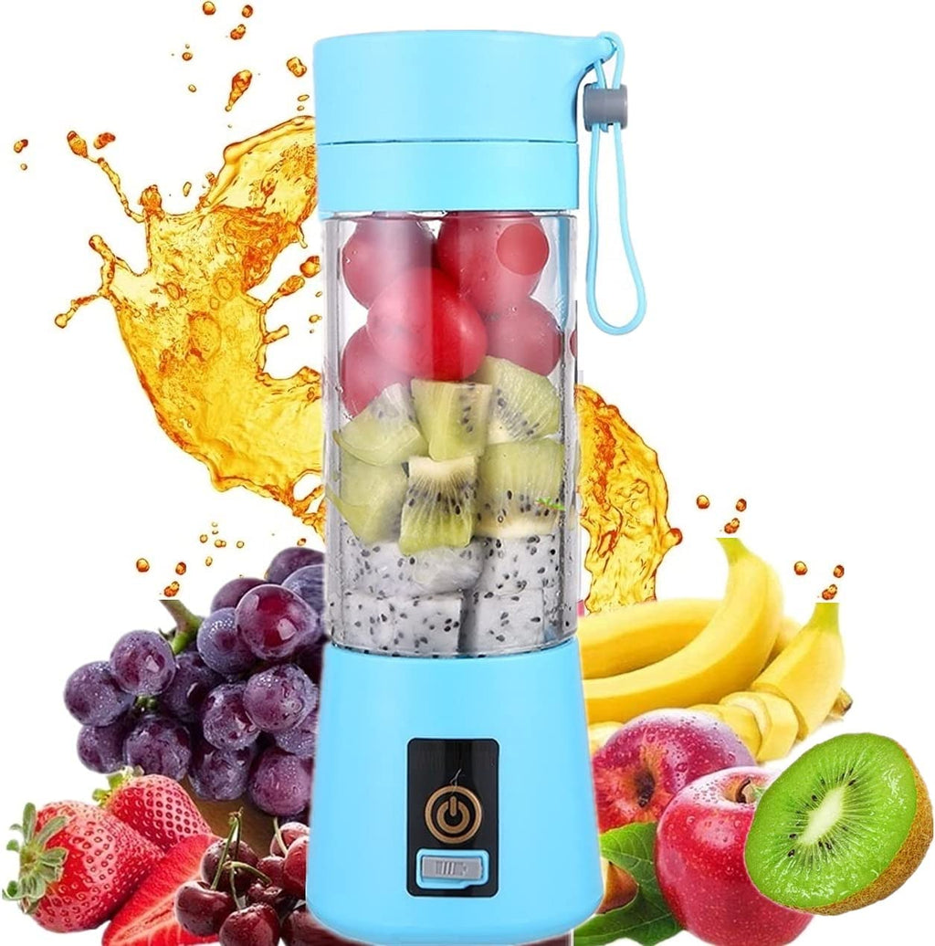 380Ml Electric Portable Juicer Blender Cup, Household Fruit Mixer with Six Blades in 3D, USB Rechargeable Juice Blender Magnetic Secure Switch Electric Fruit Mixer (Purple) (Blue)