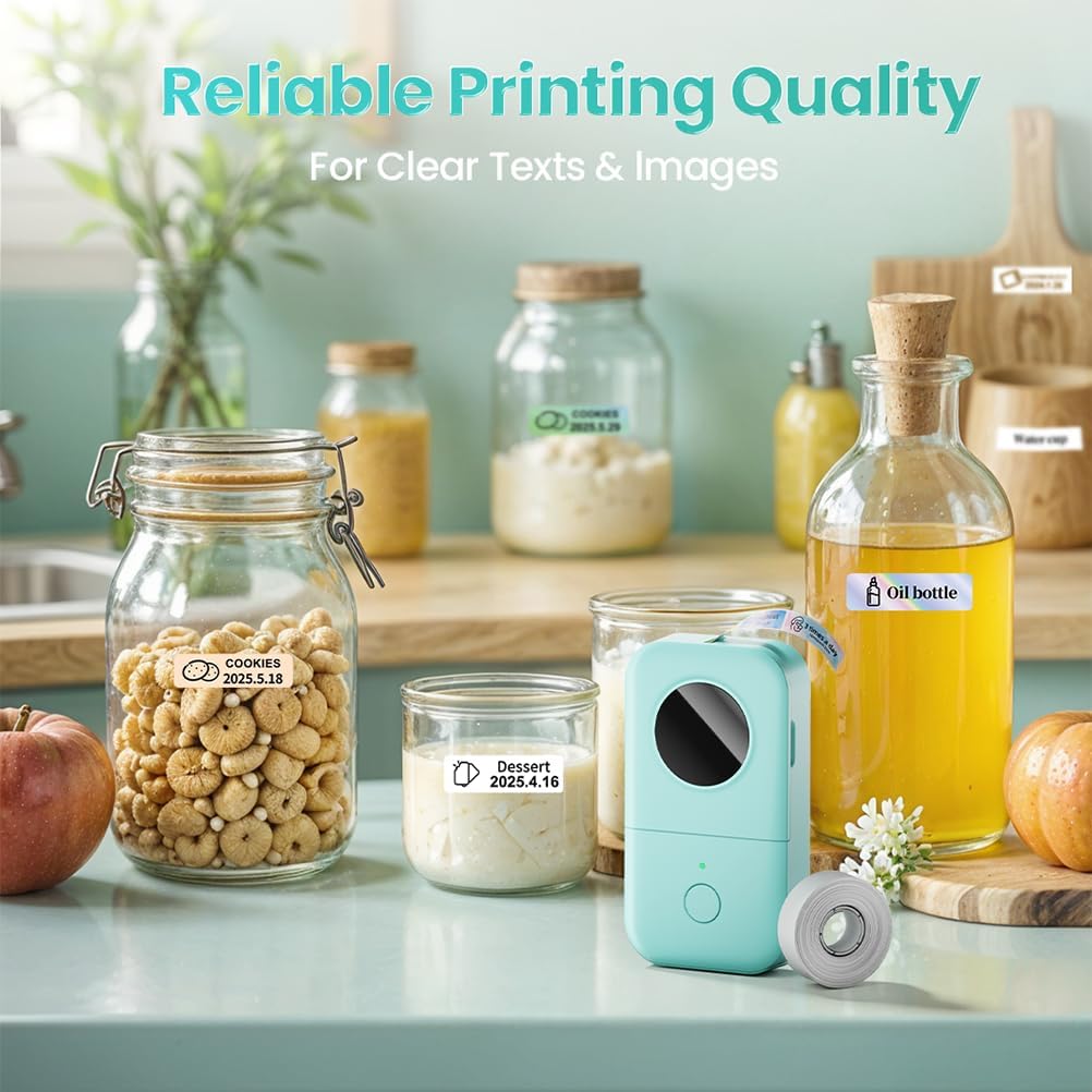 D30 Label Maker Machine, Portable Bluetooth Mini Label Printer, Smartphone Handheld Thermal Sticker Small Labeler Multiple Templates Font Icon Inkless Custom Label for Home Kids School Items