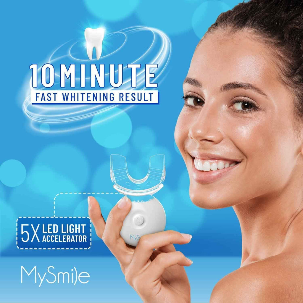 Teeth Whitening Kit with LED Light, 10 Min Non-Sensitive Fast Teeth Whitener with 3 Carbamide Peroxide Whitening Gel, Helps to Remove Stains from Coffee, Smoking, Wines, Soda, Food