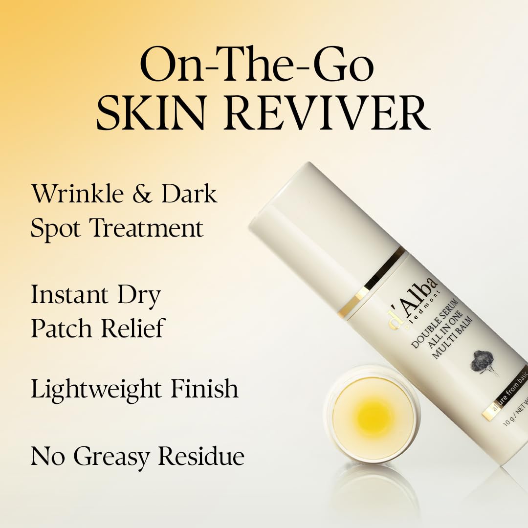 Italian White Truffle Double Serum All-In-One Multi Balm, Vegan Skincare with Vitamin C and Vegan Collagen, 3-In-1 anti Wrinkle, Eye Treatment, Dark Spot Remover