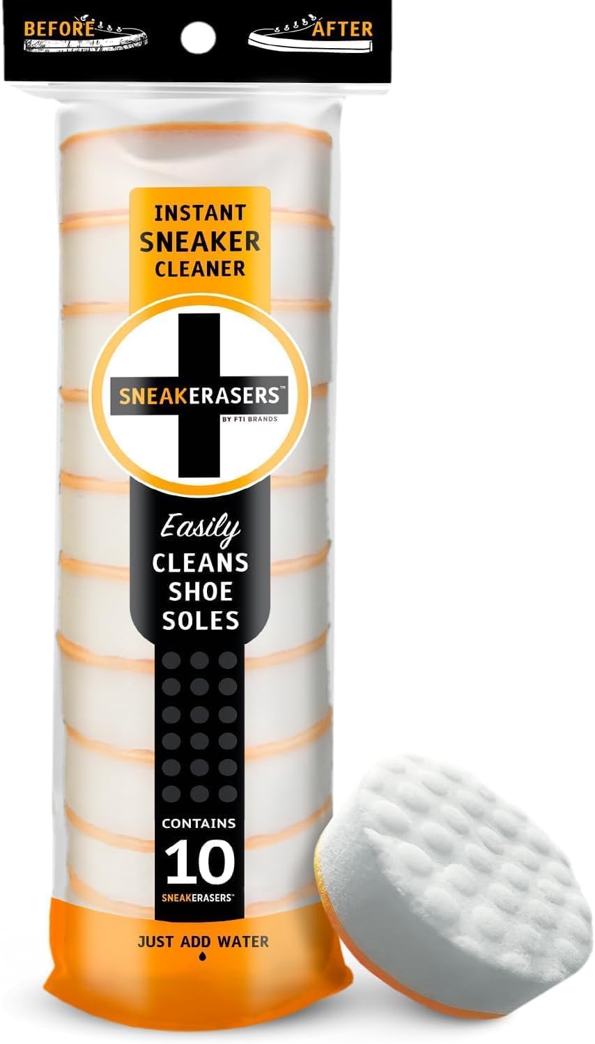 Instant Sneaker Cleaner, Premium Shoe Cleaning Kit for Sneakers, Dual-Sided Sponges, Effective for Tennis Shoes & Women Men Sneakers, Gentle Rub Design (10 Pack)