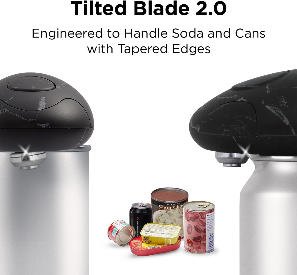 Auto 2.0 Electric Can Opener: Blade Opens Almost Any Can Pop or Soda Can - Automatic, Hands Free, Safe, Smooth Edge, Lid Remover, Battery Operated, Cordless, YES YOU CAN (Marble Black)
