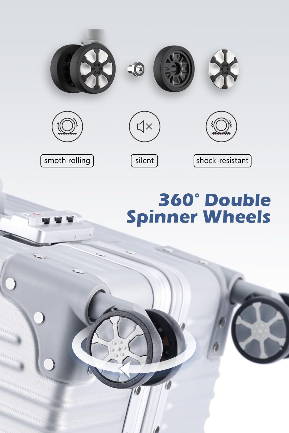 Carry on Luggage with Aluminum Frame, 20 Inch PC Hard Shell Suitcase with Spinner Wheels and TSA Locks, Lightweight Luggage for Business Travel (22X14X9 Airline Approved)