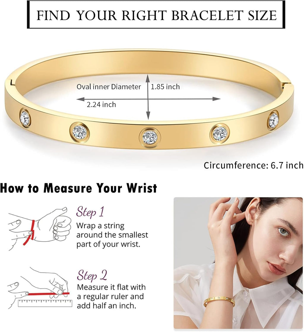 18K Gold-Plated Love Friendship Bracelets Trendy Stainless Steel Bangle Jewelry Gifts for Women