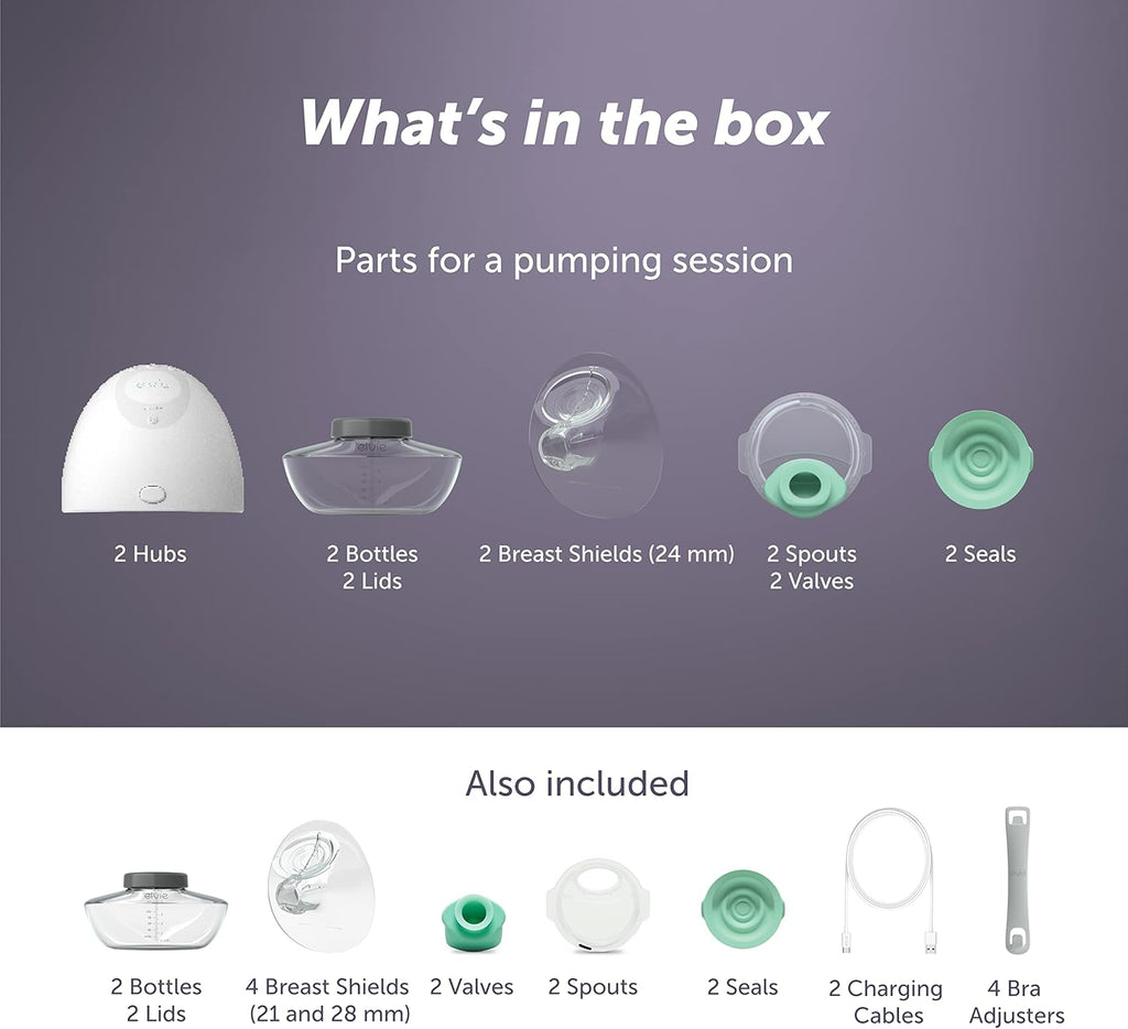 - Double, Wearable Breast Pump W/App - the Smallest & Quietest - Portable - Hands Free & Discreet - Automated W/Four Personalized Settings - Includes 3 Sets of Breast Shields