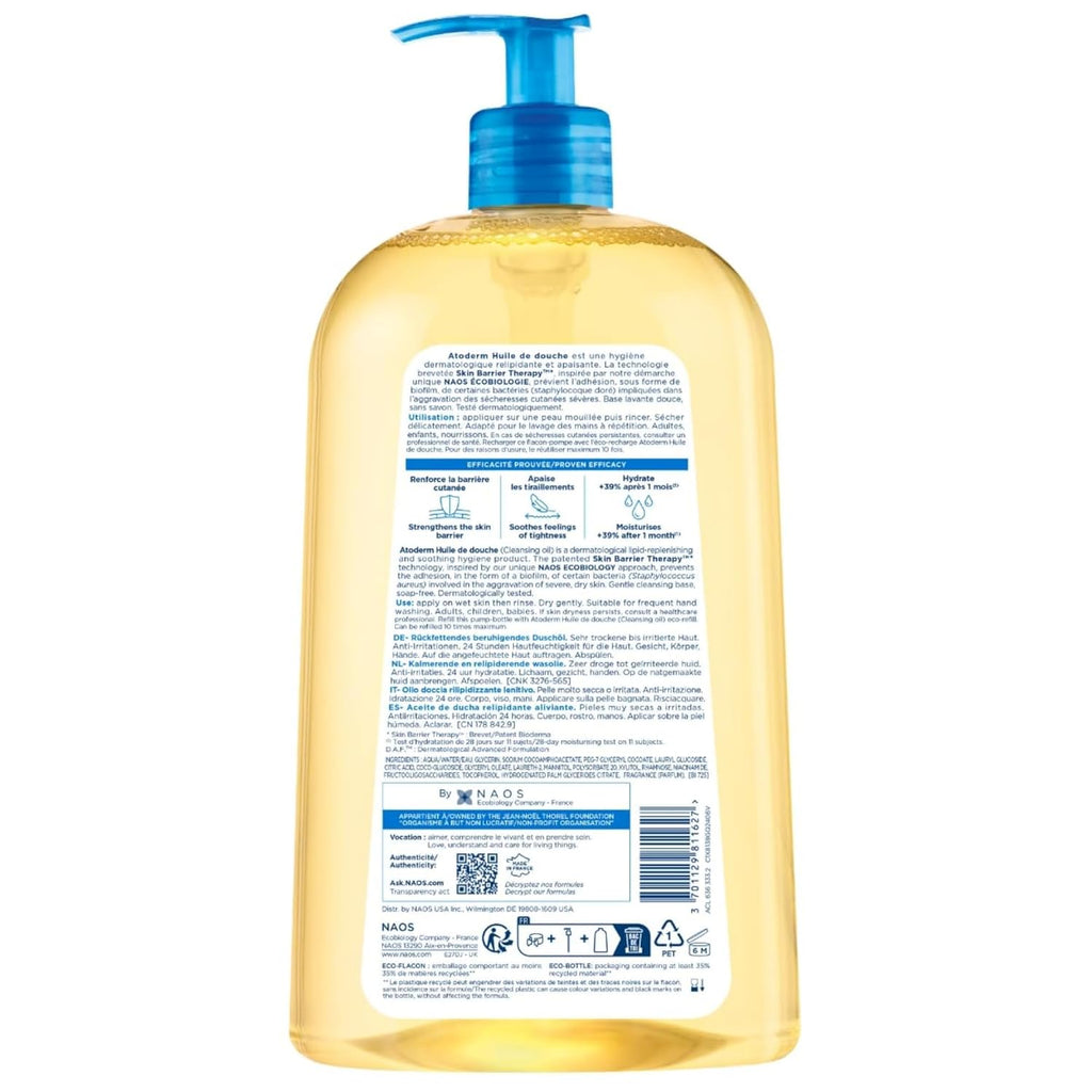 Atoderm Shower Oil, Cleansing Oil for Face & Body, Nourishing Cleansing Oil for Dry to Atopic Sensitive Skin for Softer & Smooth Skin for Your Whole Family