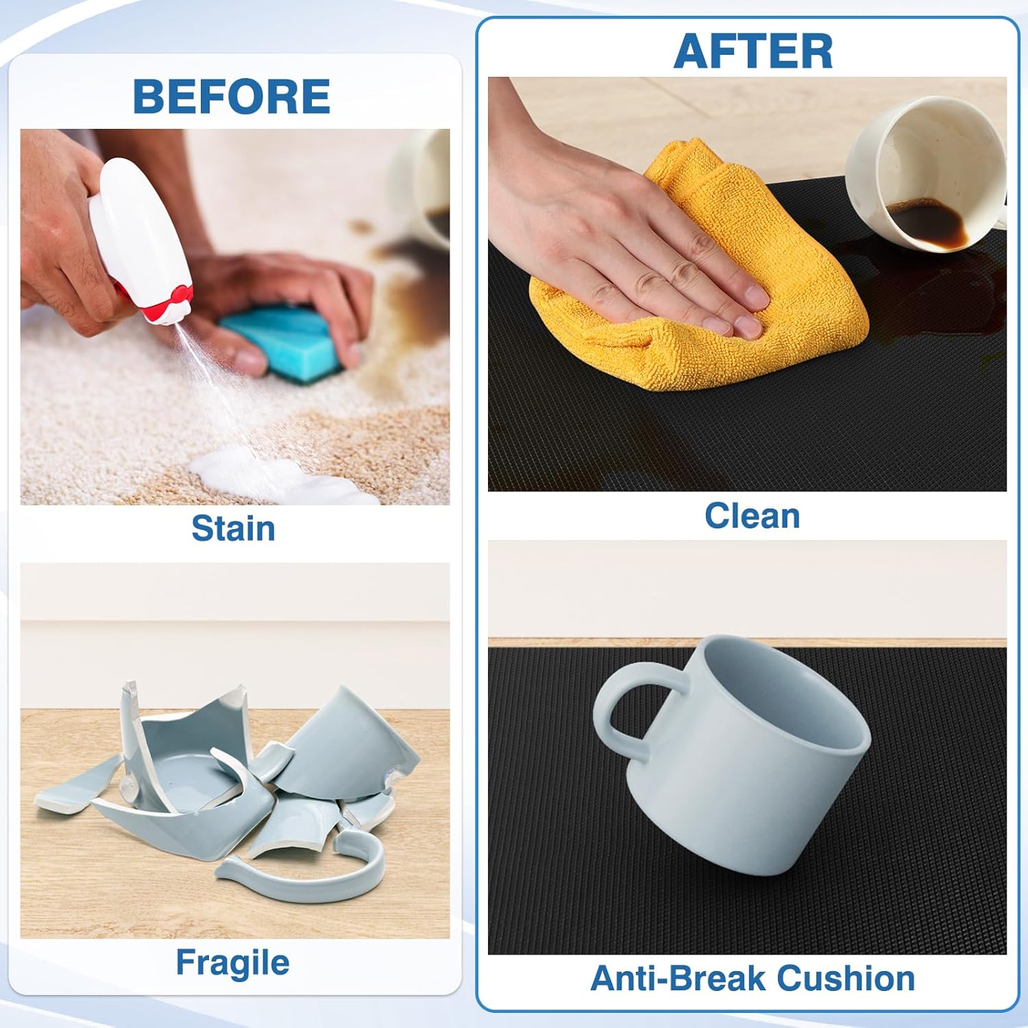 Kitchen Mats, 2PCS Kitchen Rugs, Cushioned anti Fatigue Kitchen Mats for Floor, Non-Slip Standing Desk Mat, Waterproof Kitchen Rug Set for Kitchen, Floor, Office, 17.3"X30"+17.3"X47", Black