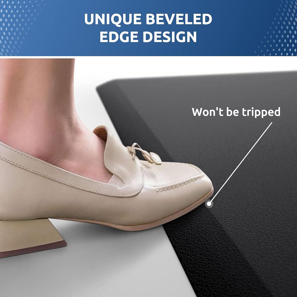 Kitchen Mat Cushioned anti Fatigue Rug 17.3"X28" Waterproof, Non Slip, Standing and Comfort Desk/Floor Mats for House Sink Office (Black)