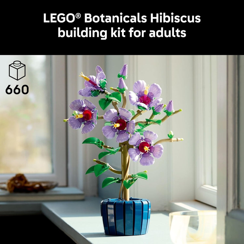 Botanicals Hibiscus Flower Building Set - Artificial Plant & Flower Building Blocks for Women & Men, Ages 18+ - Home, Office Decor Gift Idea - 10372