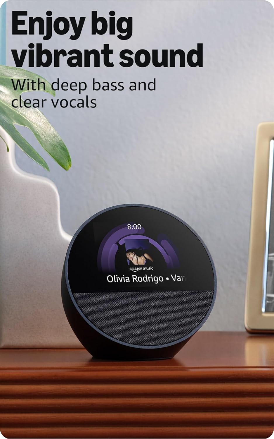 Echo Spot (Newest Model), Great for Nightstands, Offices and Kitchens, Smart Alarm Clock with Alexa, Glacier White