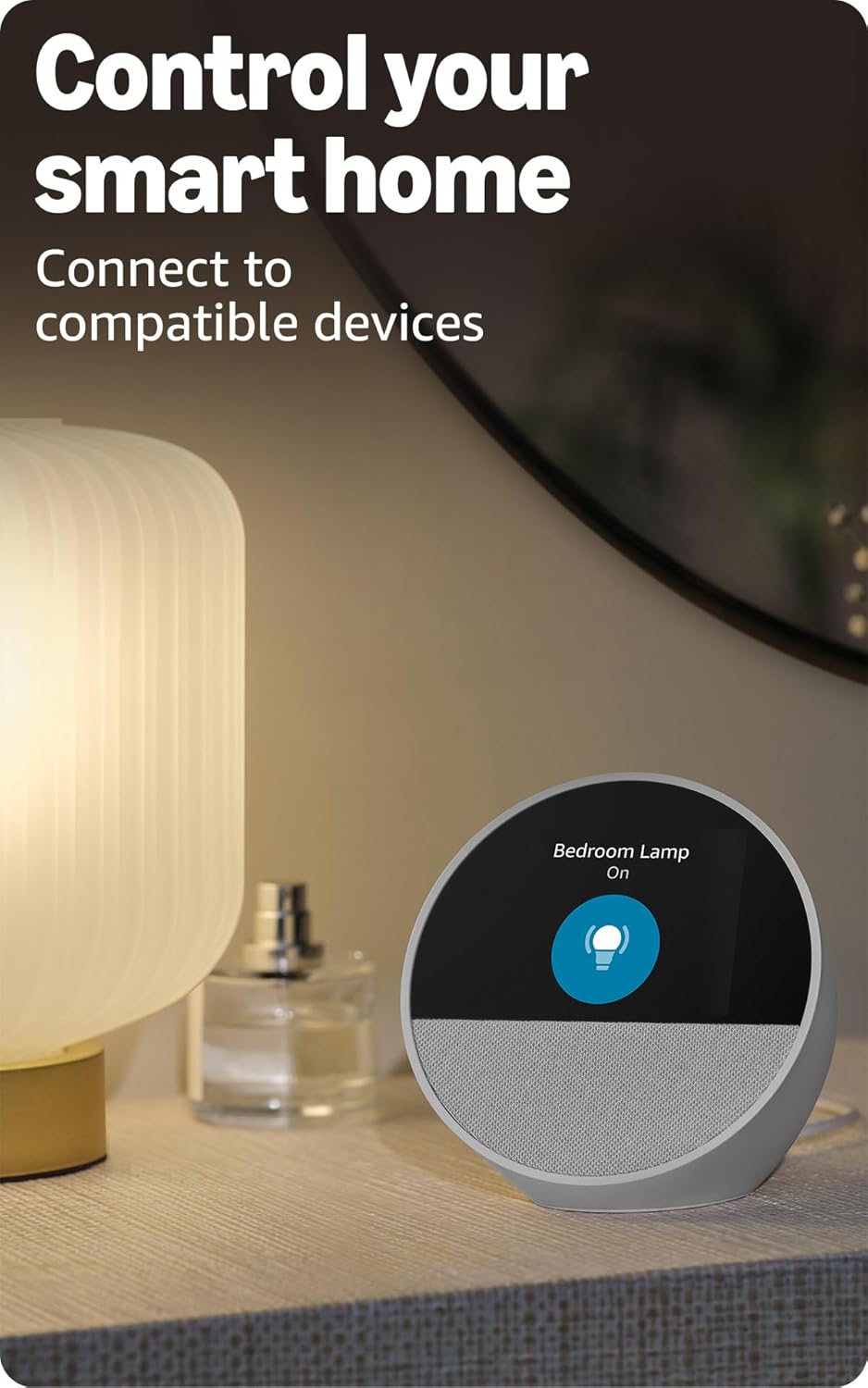 Echo Spot (Newest Model), Great for Nightstands, Offices and Kitchens, Smart Alarm Clock with Alexa, Glacier White