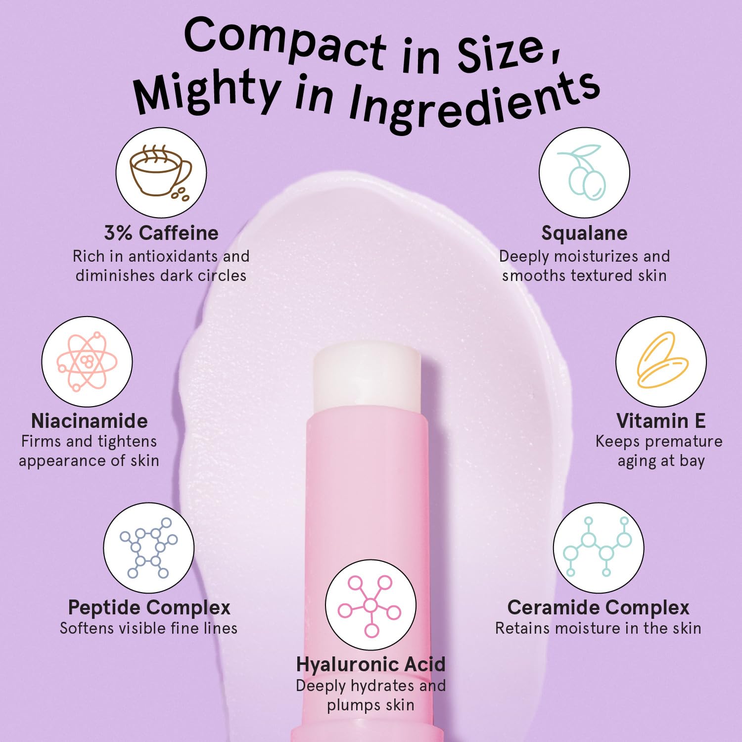 Revitalize Your Eyes with Our Caffeine Infused Under Eye Brightener Balm Stick - Travel-Friendly Vegan Cream for Dark Circles, Puffiness, and Wrinkles - 0.13 Oz