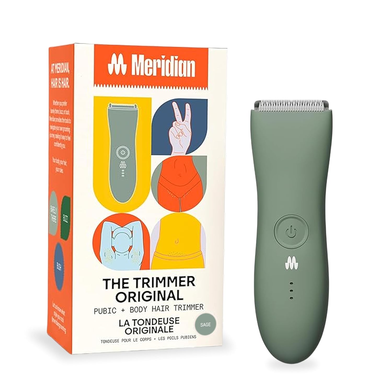 the Trimmer Original - Body Hair Trimmer for Men, Electric Shaver for Pubic Hair, Chest, Legs & Bikini, Waterproof & Rechargeable, Sage