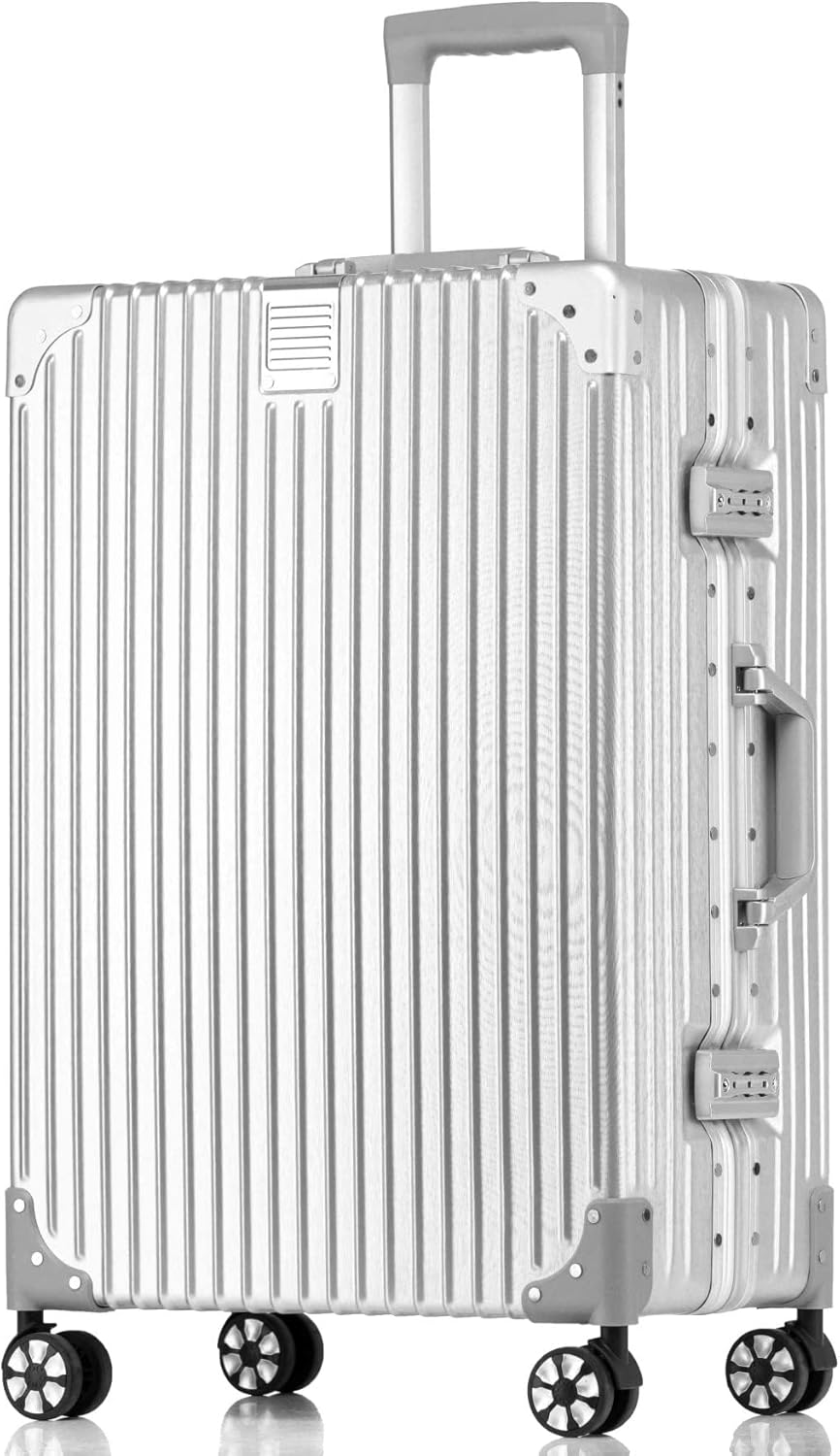 Carry on Luggage with Aluminum Frame, 20 Inch PC Hard Shell Suitcase with Spinner Wheels and TSA Locks, Lightweight Luggage for Business Travel (22X14X9 Airline Approved)