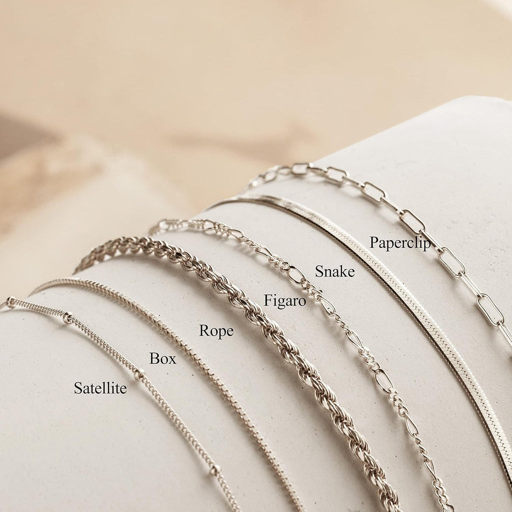 Dainty Silver Plated Bracelets for Women Trendy, Silver Jewelry Set for Women Bracelets for Women Paperclip Box Herringbone Figaro Rope Chain Bracelet Fashion Pack Gifts for Women