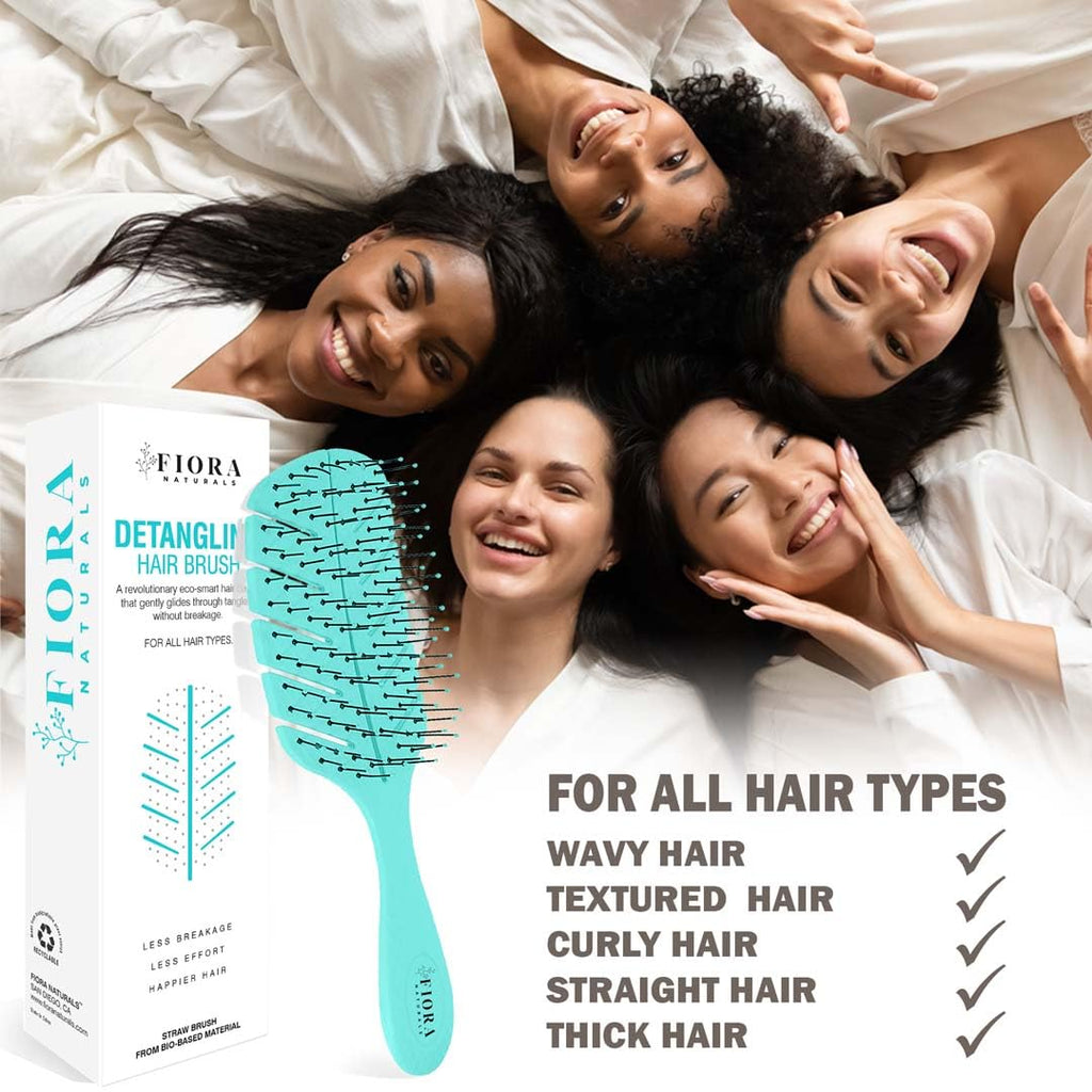 Detangler Brush by  - 100% Bio-Friendly Detangling Brush W/Ultra-Soft Bristles - Glide through Tangles with Ease - for Curly, Fine, Black Natural, Women, Men, Kids - Dry and Wet Hair