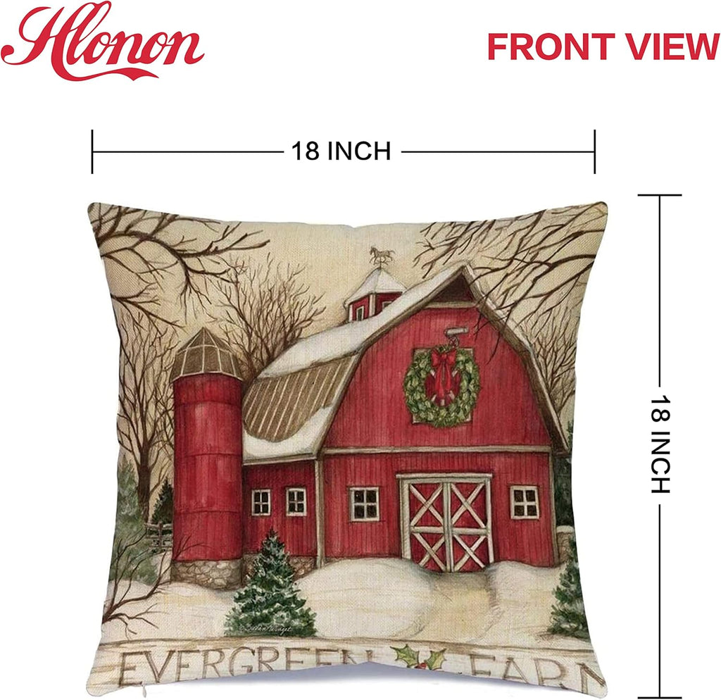 Christmas Decorations Christmas Pillow Covers 18 X 18 Inches Set of 4 - Xmas Series Cushion Pillow Cover Custom Zippered Square Pillowcase