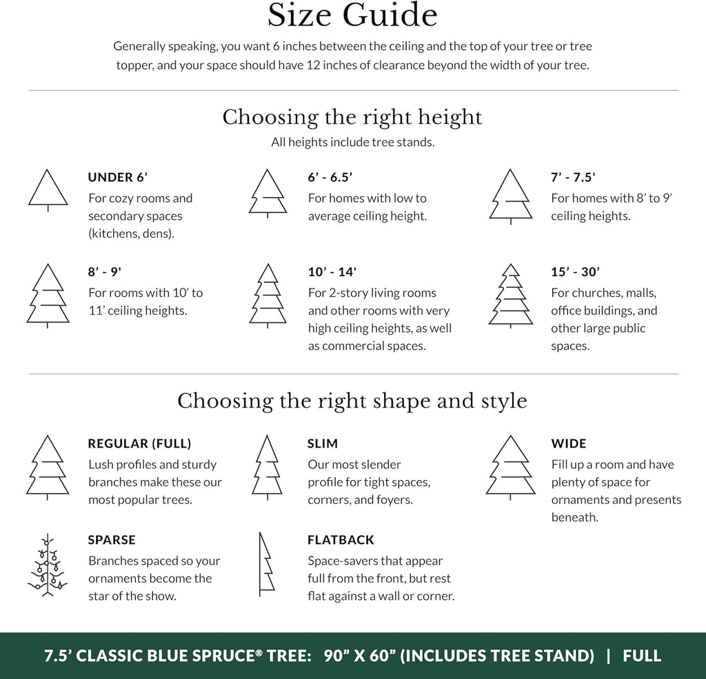 7.5Ft Pre-Lit Classic Blue Spruce - Artificial Christmas Tree with 1000 Clear Incandescent Lights, Easy Plug Technology, Premium Stand & Storage Bag for Indoor Holiday Decorating