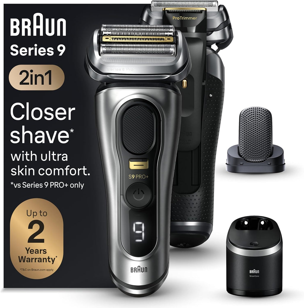 Series 9 PRO+ Electric Razor for Men, 5 Pro Shaving Elements and Shave-Preparing Procomfort Head for Closeness & Skin Comfort, 6In1 Smartcare Center, Wet or Dry Use, Charging Stand, 9597Cc