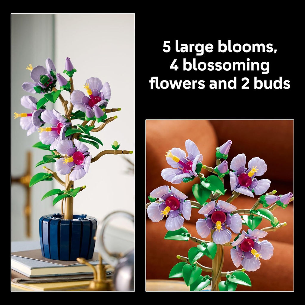 Botanicals Hibiscus Flower Building Set - Artificial Plant & Flower Building Blocks for Women & Men, Ages 18+ - Home, Office Decor Gift Idea - 10372