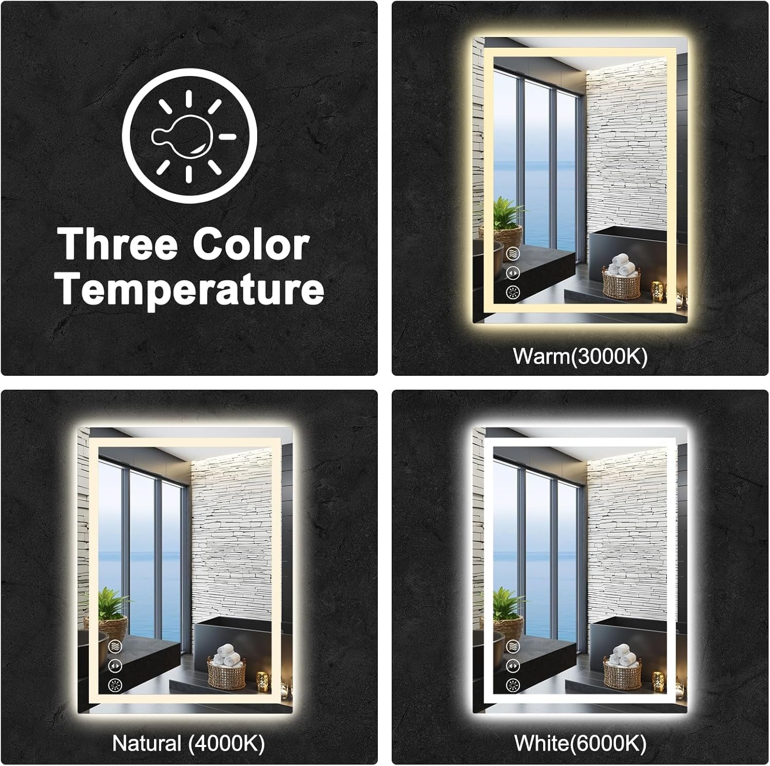 LED Bathroom Mirror with Lights, 24X32 Anti-Fog Wall-Mounted Vanity Mirror with Front and Backlight,Dimmable Bathroom Memory Function Tempered Glass Mirror ETL Listed