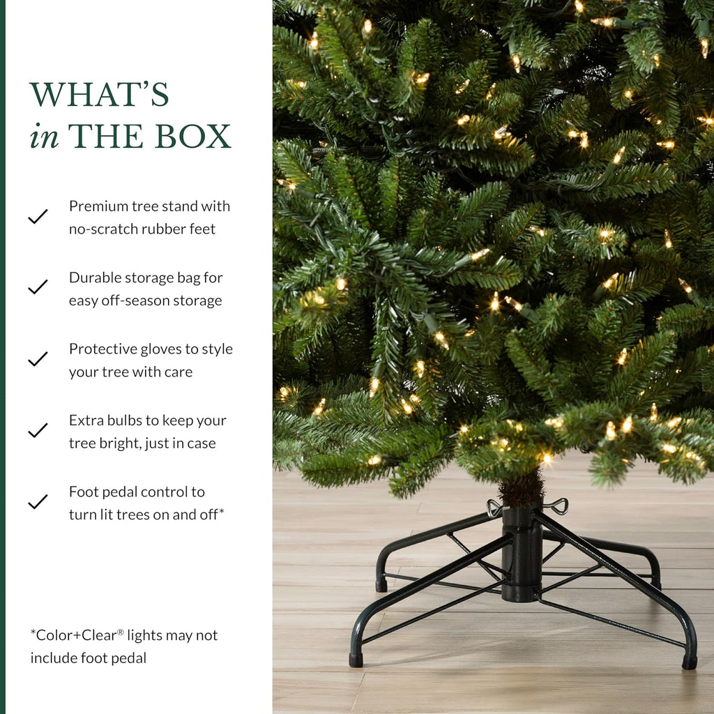 7.5Ft Pre-Lit Classic Blue Spruce - Artificial Christmas Tree with 1000 Clear Incandescent Lights, Easy Plug Technology, Premium Stand & Storage Bag for Indoor Holiday Decorating