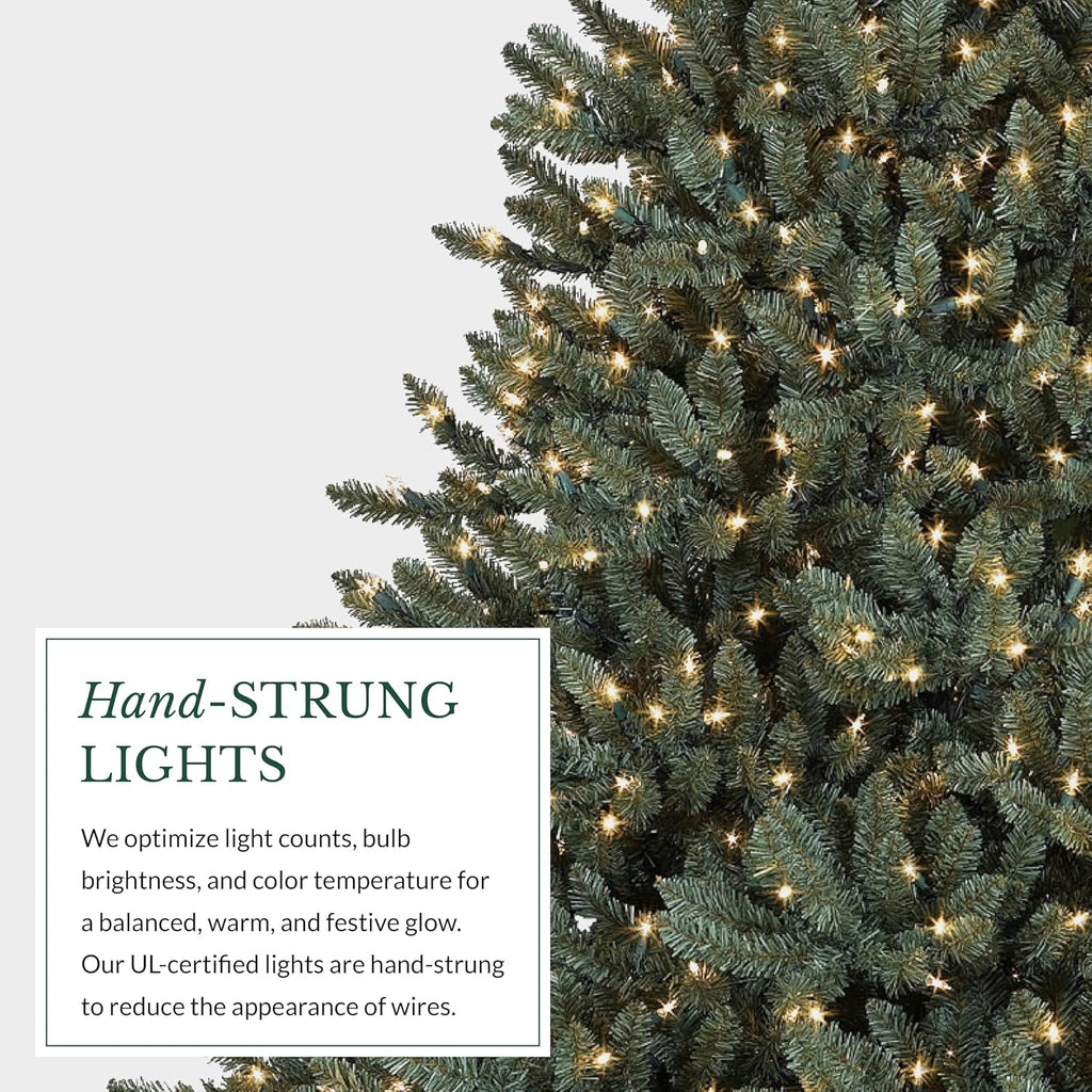 7.5Ft Pre-Lit Classic Blue Spruce - Artificial Christmas Tree with 1000 Clear Incandescent Lights, Easy Plug Technology, Premium Stand & Storage Bag for Indoor Holiday Decorating