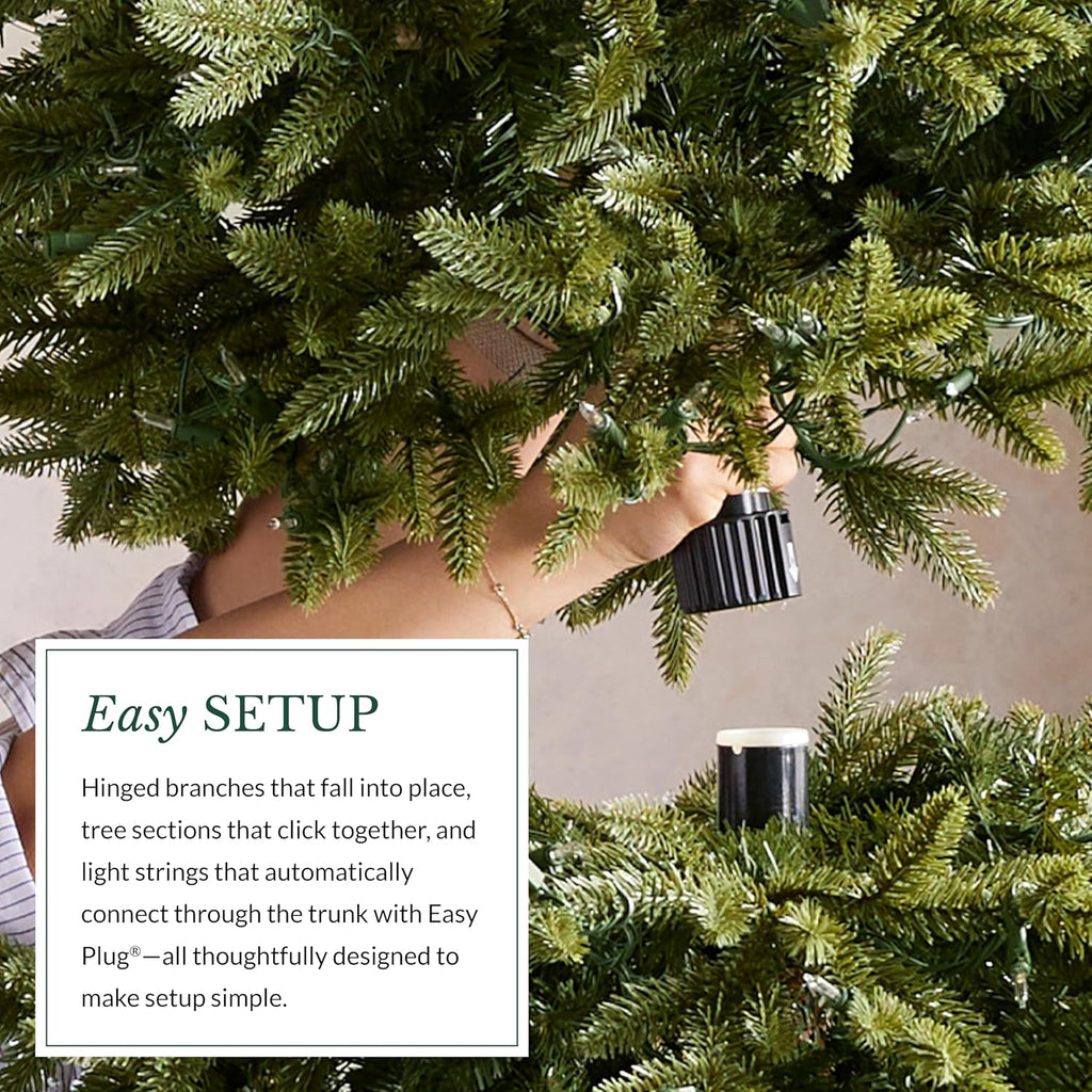 7.5Ft Pre-Lit Classic Blue Spruce - Artificial Christmas Tree with 1000 Clear Incandescent Lights, Easy Plug Technology, Premium Stand & Storage Bag for Indoor Holiday Decorating