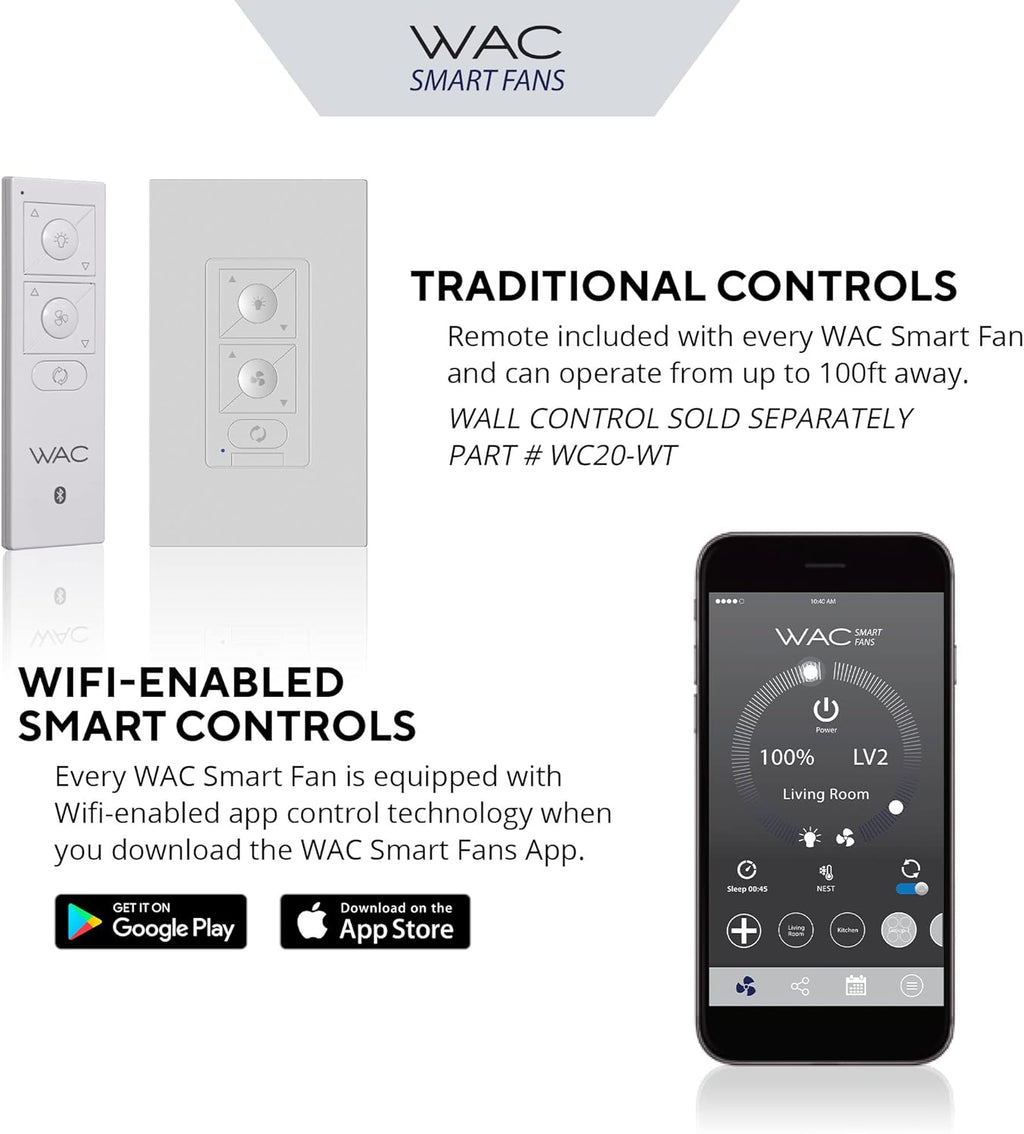 F-035L-MB Odyssey Indoor or Outdoor Flushmount Smart Compatible Ceiling Fan with Remote Control 52In Blade Span Matte Black 3000K Warm White LED