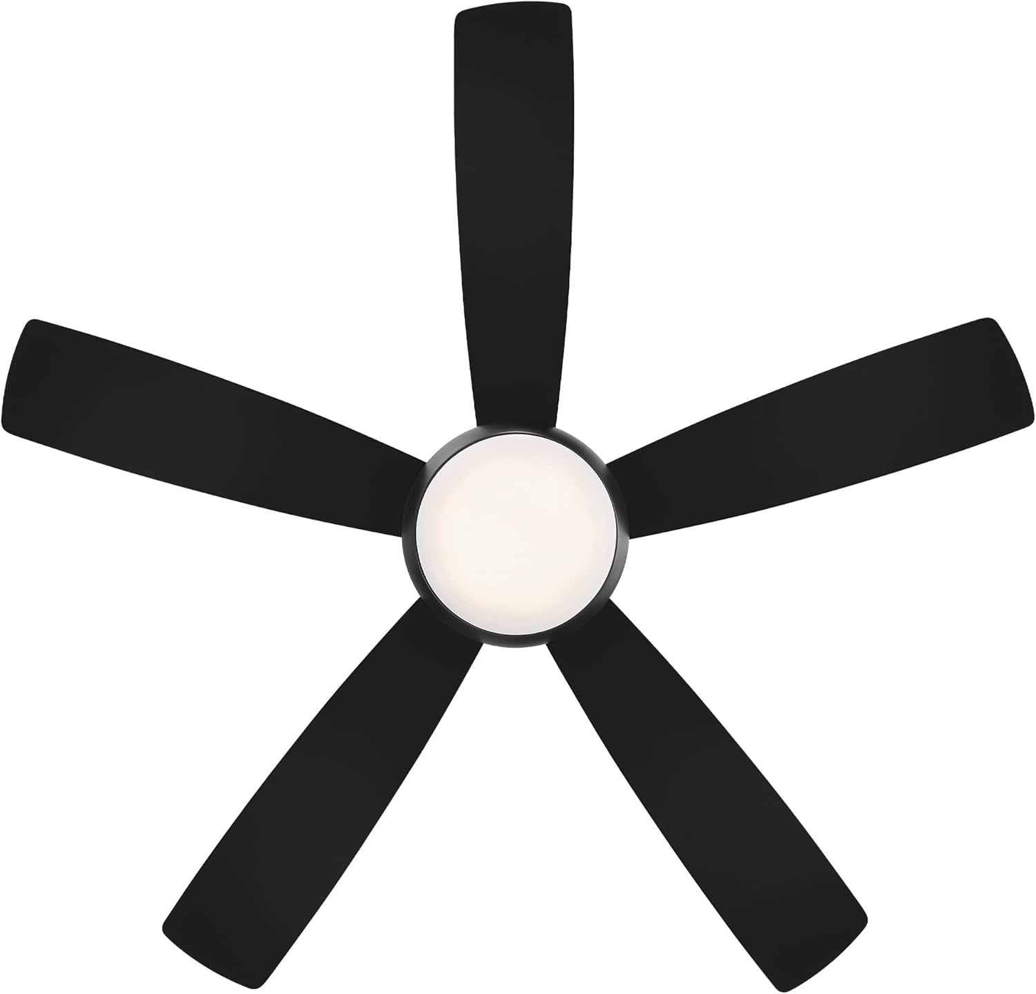 F-035L-MB Odyssey Indoor or Outdoor Flushmount Smart Compatible Ceiling Fan with Remote Control 52In Blade Span Matte Black 3000K Warm White LED
